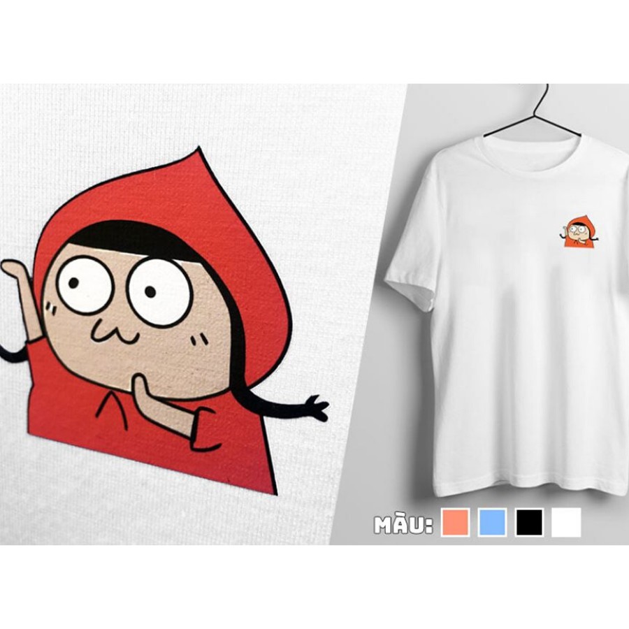 [Hàng Xịn, Gía Tốt] Áo Thun Trơn Icon Nhiều Màu Couple Nam Nữ Họa Tiết Cô Bé Quàng Khăn Đỏ - Unisex - Cotton - AT011