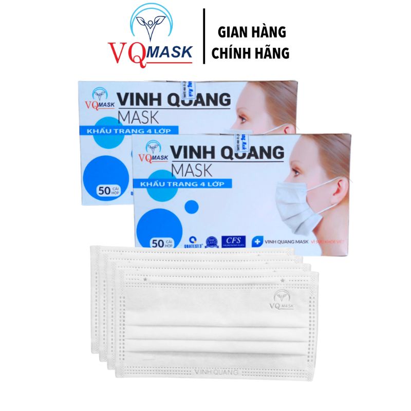 Khẩu trang y tế 4lớp vinh quang mask hộp 50 cái