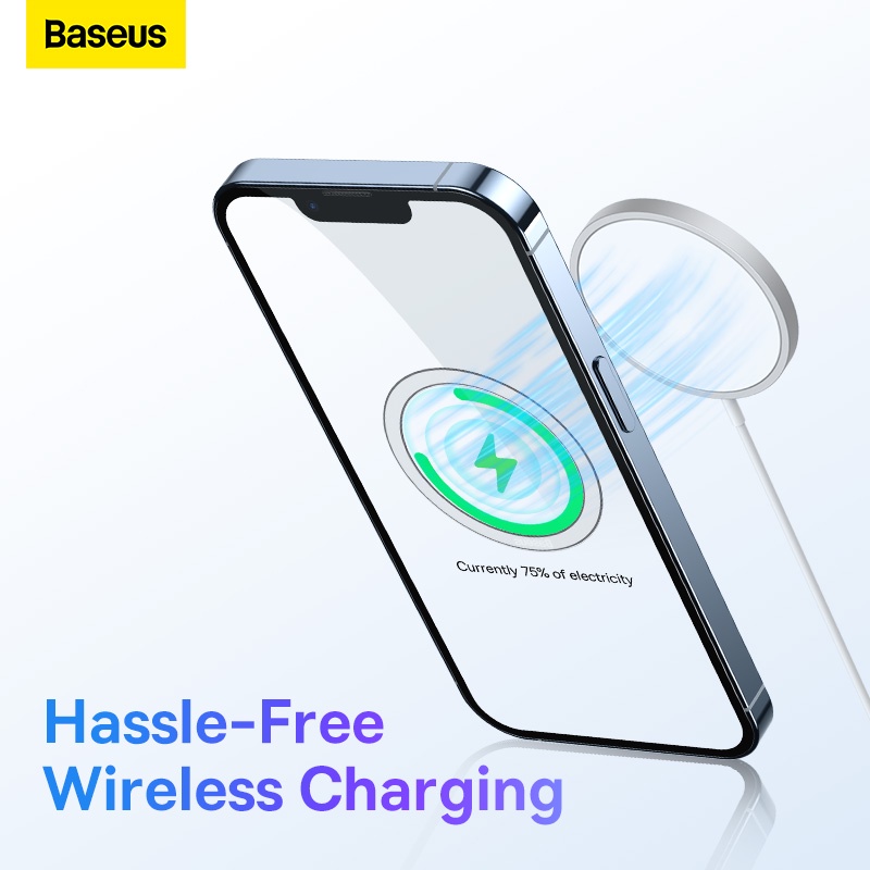 Đế Sạc Điện Thoại Không Dây Baseus Bằng Kim Loại Hít Nam Châm Cho iPhone Samsung Xiaomi