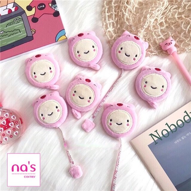 Thước dây dễ thương dài 1.5m bọc vải nhung êm mịn nhiều hình đẹp tự động rút dây