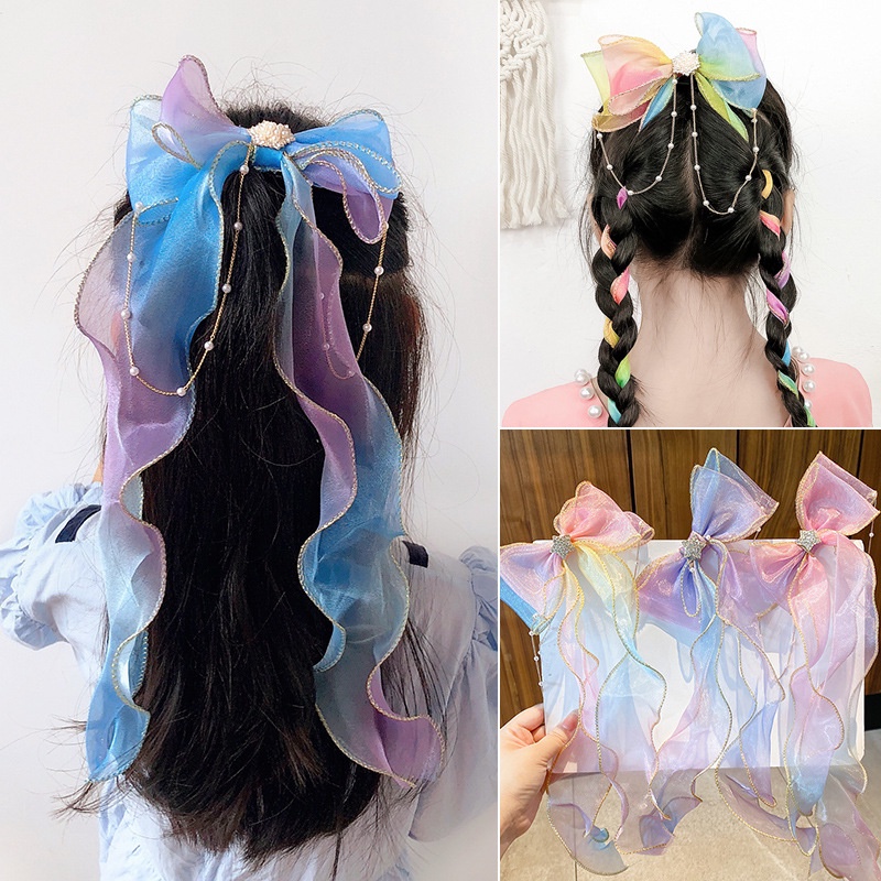 Kẹp Tóc Dạng Bện Phối Tua Rua Nhiều Màu Phong Cách Hàn Quốc Cho Nữ