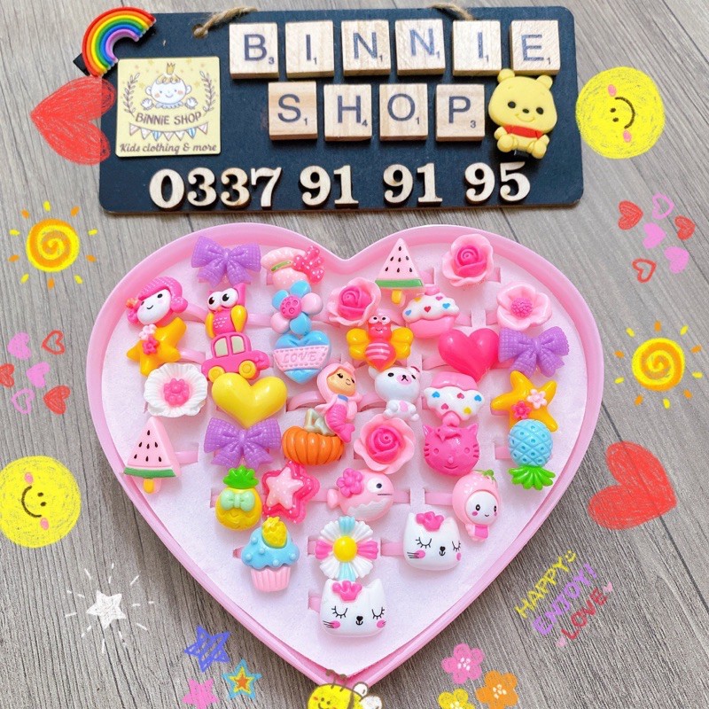 Nhẫn hoạt hình, Nhẫn đồ chơi siêu dễ thương cho Bé Gái - Binnie Shop (Giá 1 cái nhẫn)