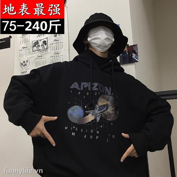 Áo Hoodie Dáng Rộng In Hình Tàu Không Gian Kiểu Retro Hàn Quốc Thời Trang Thu Đông 2021