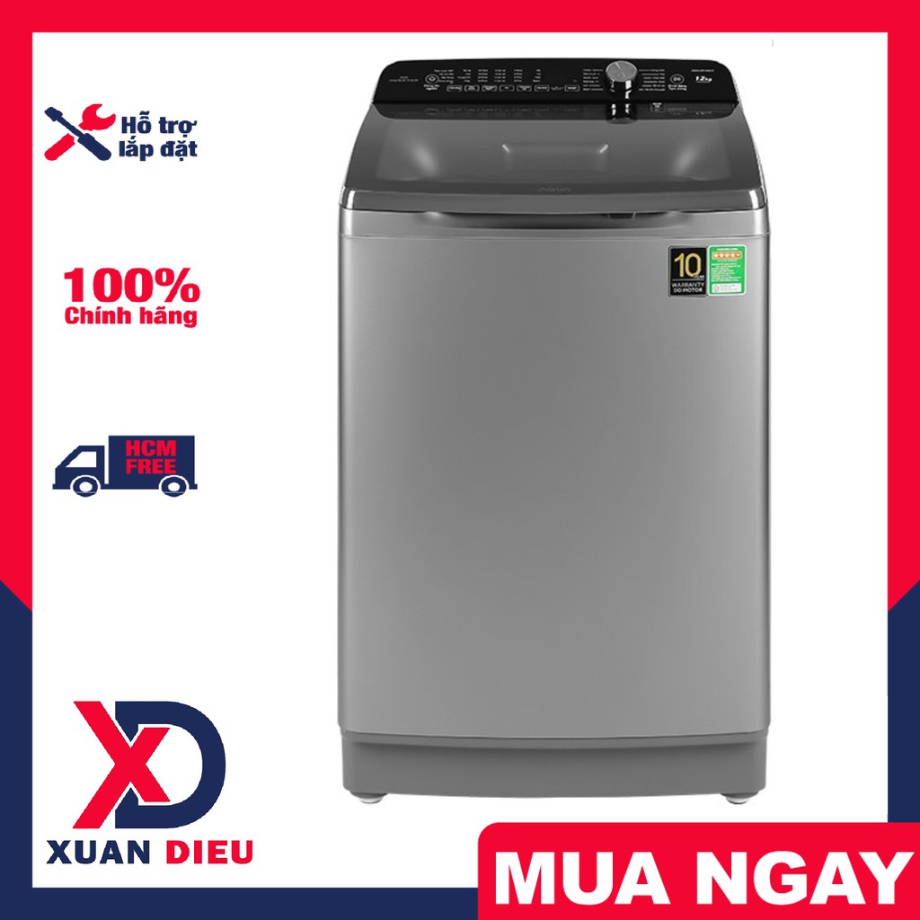 Máy giặt cửa trên Aqua 12.0Kg AQW-FR120CT(S) - 12 Chương trình, Vệ sinh lồng giặt, giao miễn phí HCM