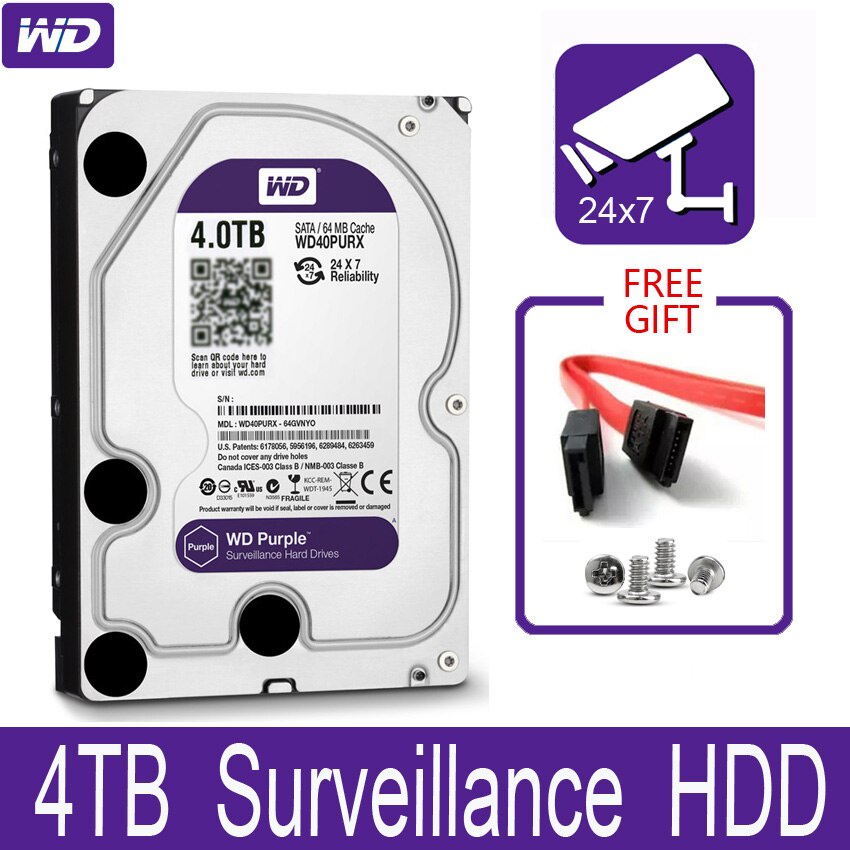 Ổ CỨNG HDD WD TÍM PURPLE 4TB CHUYÊN DÙNG CHO ĐẦU GHI CAMERA