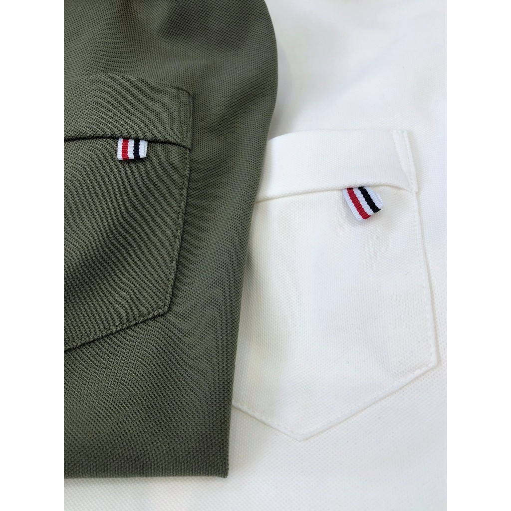 Áo Polo nam túi ngực cổ bẻ ngắn tay phom rộng dáng suông vải cá sấu 4 màu