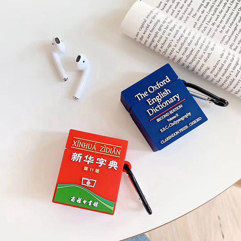 Vỏ bảo vệ hộp sạc tai nghe Airpods 1/2/Pro bằng silicon họa tiết từ điển Xinhua/ Oxford độc đáo chống rơi