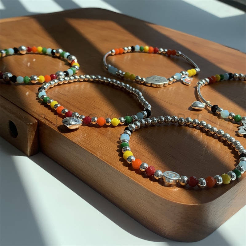 Vòng Đeo Tay Hình Trái Tim/Gấu/Mặt Cười Màu Sắc Xinh Xắn Thời Trang