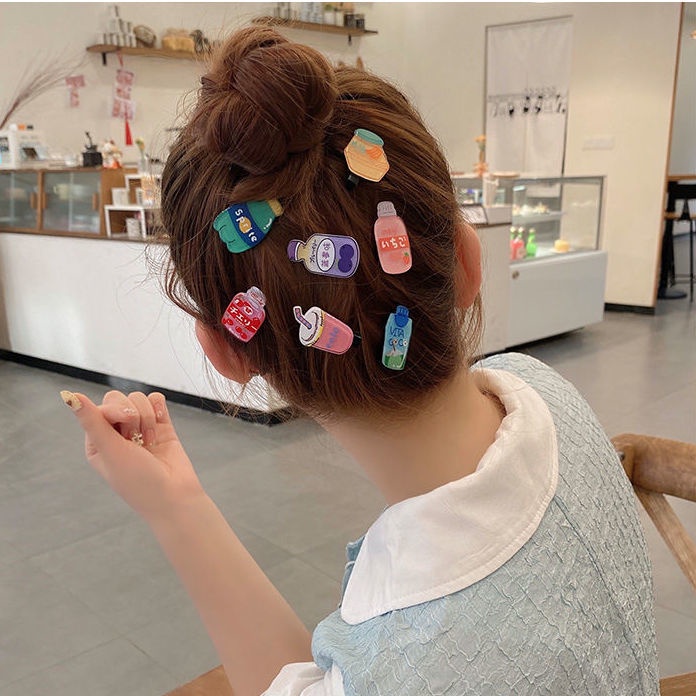 Kẹp Tóc Hình Chai Nước Ngọt/Trà Sữa Đáng Yêu Cho Bé Gái | Kẹp Tóc Trái Cây Ngọt Ngào Cho Bé | Phụ Kiện Tóc Hoạt Hình Cho Bé