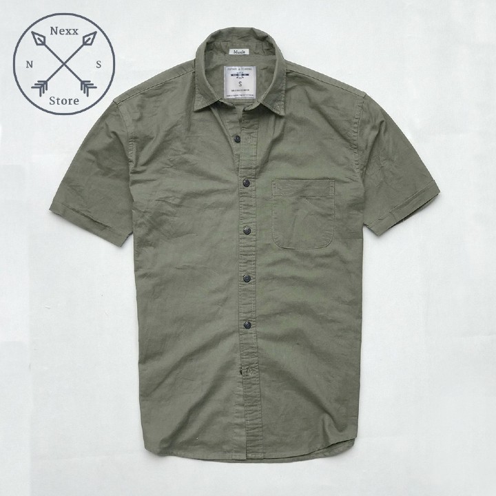 Áo sơ mi nam ngắn tay trắng vải oxford kaki công sở Nexx&Dee SM04