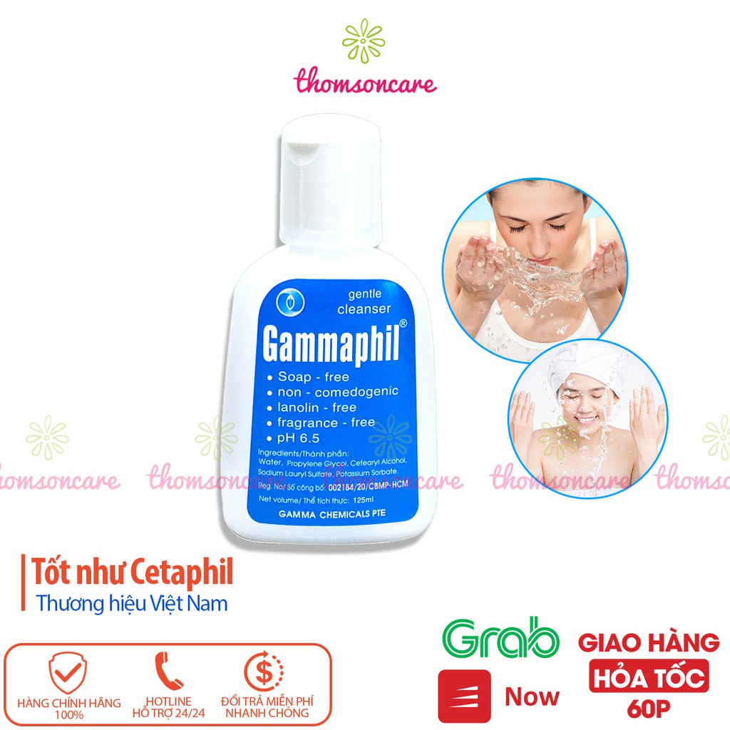 Sữa rửa mặt Gammaphil Cho da nhờn, da khô, da nhạy cảm 125ml - srm trung tính dịu nhẹ không xà phòng