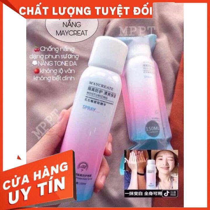 Xịt Chống Nắng Trắng Da Maycreate 150ml Nội Địa Trung