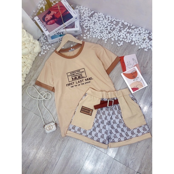 [ 𝐅𝐑𝐄𝐄 𝐒𝐇𝐈𝐏 ] BỘ ĐÙI BE PHỐI CHỮ BO CỔ THÊU CHỮ NẮP TÚI HỌA TIẾT CAO CẤP