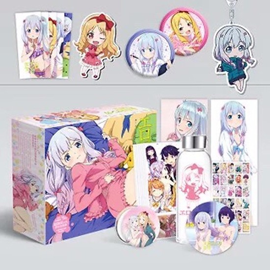 (200) Hộp quà tặng anime chibi eromanga sensei hộp to có bình nước, ảnh dán, vòng tay, ảnh thẻ, postcard anime chibi