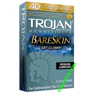 Bao Cao Su Siêu Mỏng Trojan Sensitivity BareSkin ( Hộp 10 cái )
