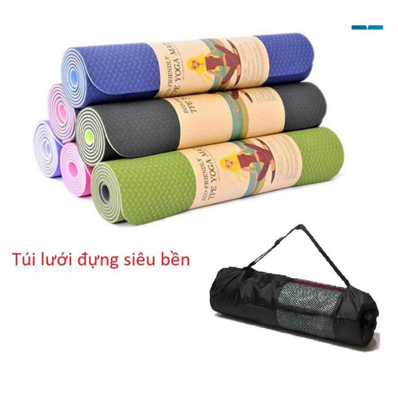 Thảm tập gym yoga chống trượt cao cấp lót thể dục tại nhà.Thảm TPE 2 lớp 6mm