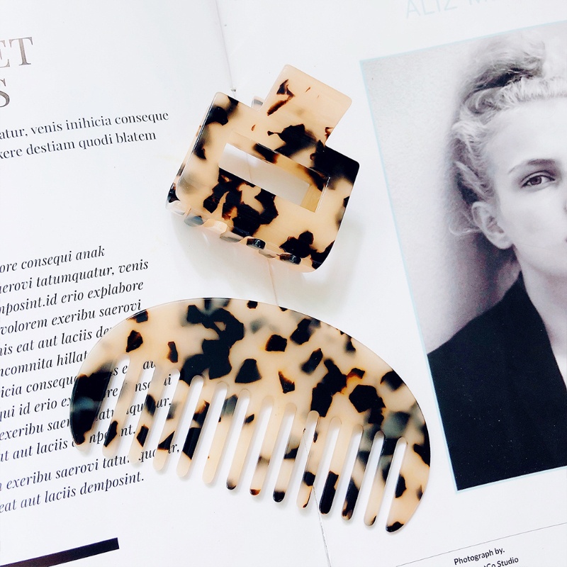 Set 2 Kẹp Tóc Kèm Lược Cài Tóc Kiểu Dáng Hình Học Ngọt Ngào Cho Nữ