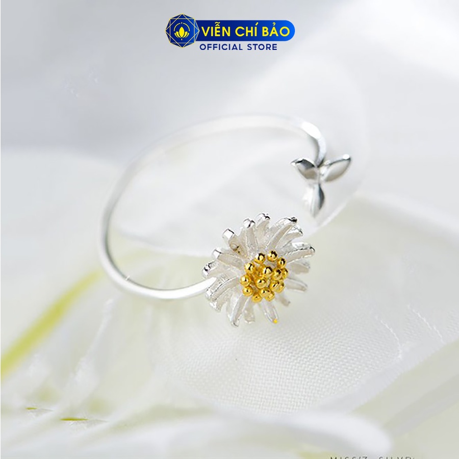 Nhẫn bạc nữ hoa cúc vàng hở chất liệu bạc 925 thời trang phụ kiện trang sức Viễn Chi Bảo N400599
