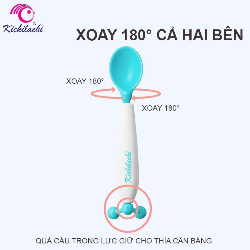 Muỗng/ Thìa cảm biến nhiệt xoay 360 độ báo nóng an toàn cho bé