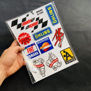 TẤM TEM DẬP NỔI NHIỀU LOGO CÁC HÃNG XE MẪU MOTO GP, REPSOL, MICHELIN TRANG TRÍ XE SIÊU CHẤT