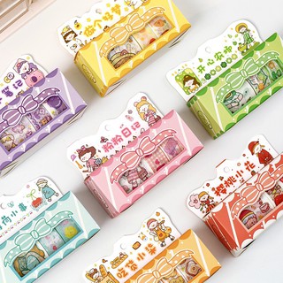 Hộp Washi Tape Cuộn Băng Keo Sticker Giấy Trang Trí Sổ Lưu Niệm - Văn Phòng Phẩm Cute Hoạ Tiết Dễ Thương Đáng Yêu