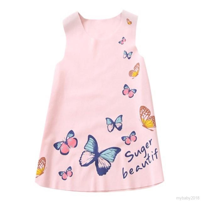 Đầm cotton in hình bướm cho bé gái