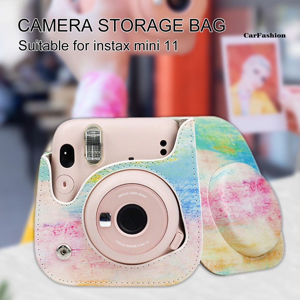 Túi Đựng Máy Ảnh In Họa Tiết Dễ Thương Bằng Da Giả Có Thể Điều Chỉnh Cho Instax Mini 11