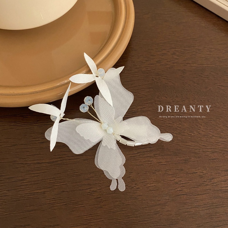 Bộ 2 Kẹp Tóc Hình Hoa / Bướm Đính Pha Lê Độc Đáo Thời Trang Cho Nữ