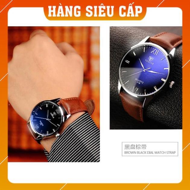 [CAO CẤP] Đồng hồ nam Yazole 318 dây da