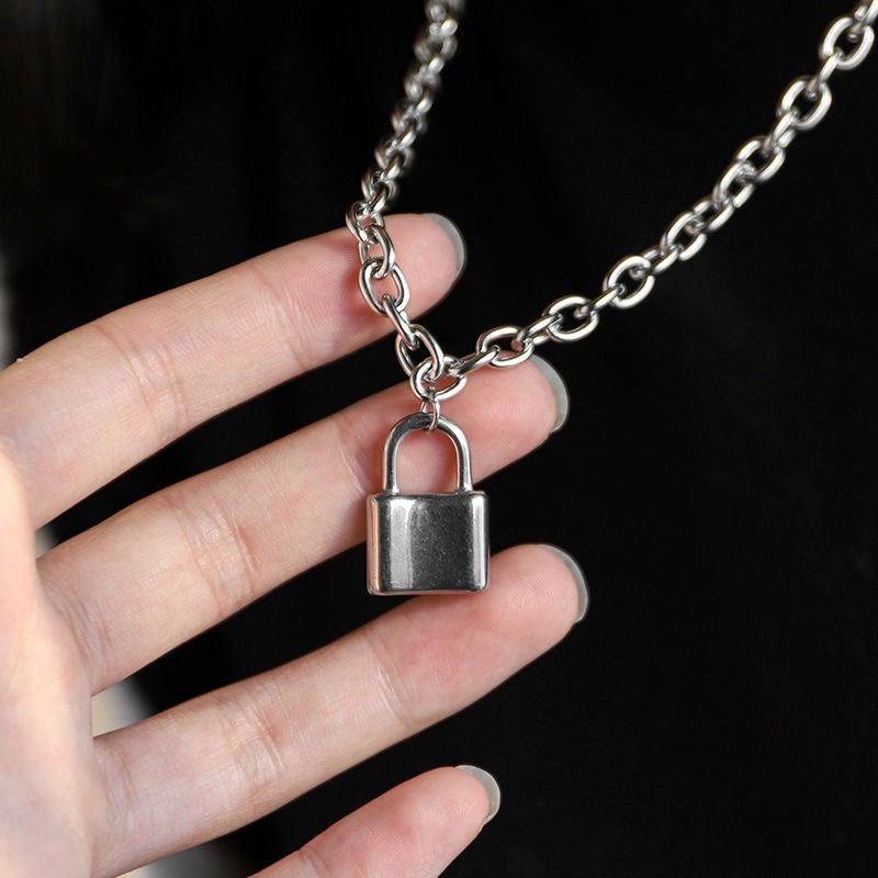 Vòng Cổ Sợi Xích Mặt Ổ Khóa Đơn Giản Cá Tính Phong Cách Hip-Hop