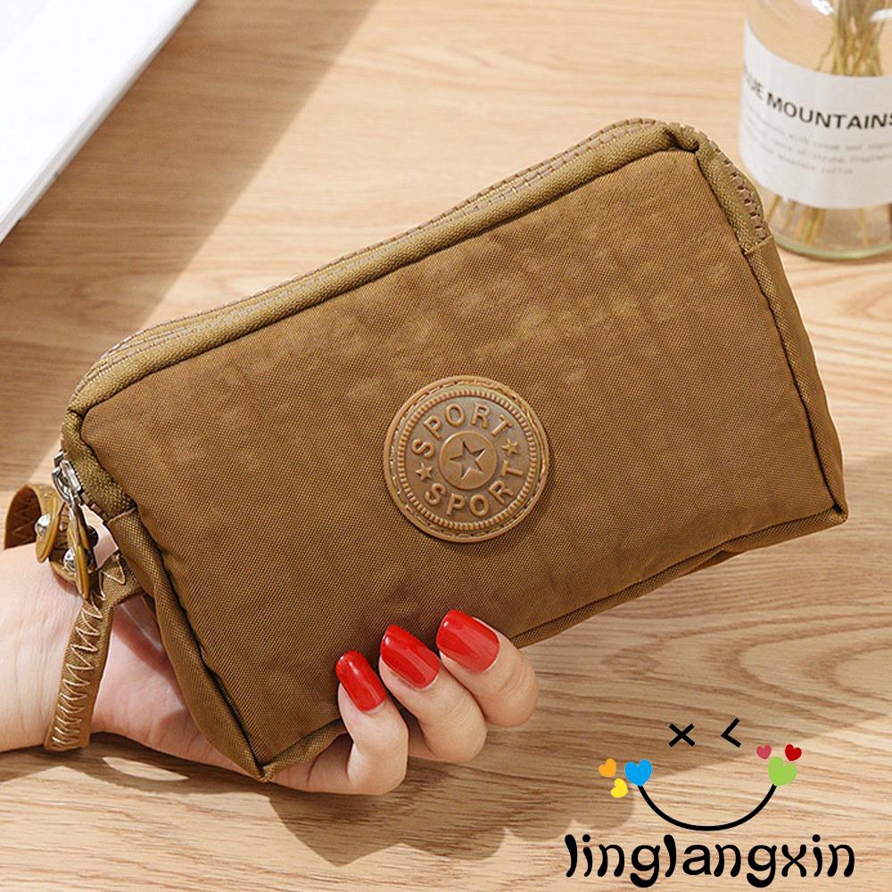 LLX-Ví Đựng Tiền Xu 3 Ngăn Bằng Vải Canvas Có Dây Kéo