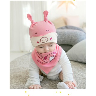 Set mũ + yếm cotton cho bé yêu