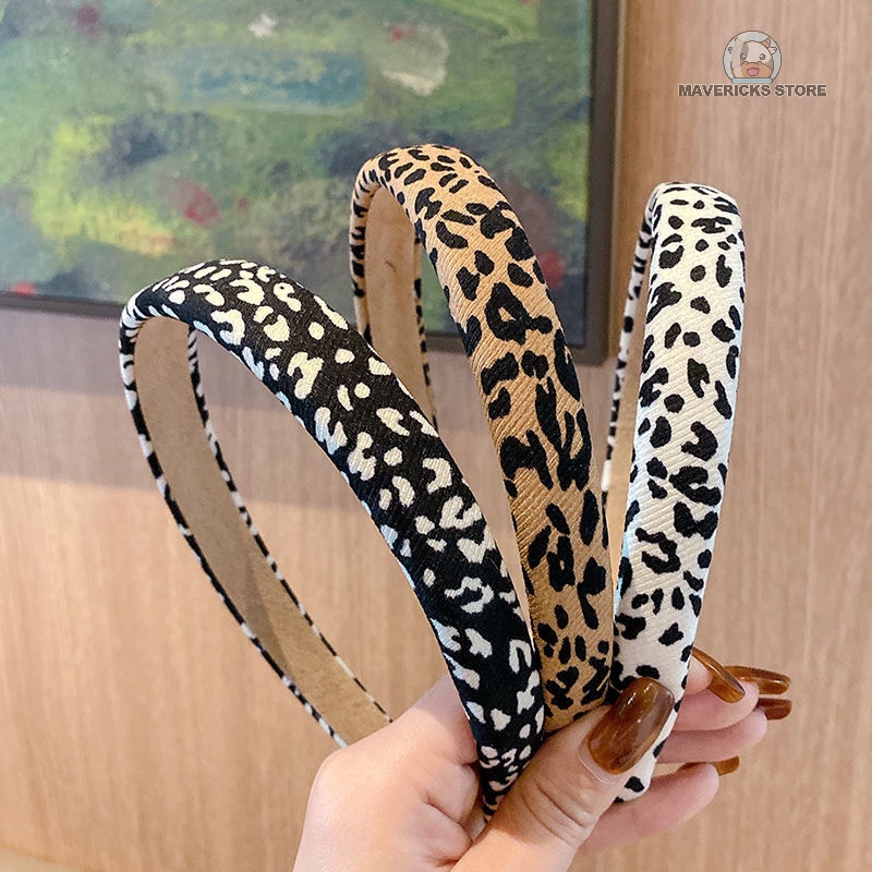 Băng Đô Dây Rút Họa Tiết Da Báo Phong Cách Retro Cho Nữ