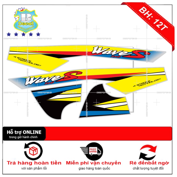 ( Quí khách vui lòng mang ra tiệm cho thợ dán ) Tem wave S110 nhỏ đời đầu bạc