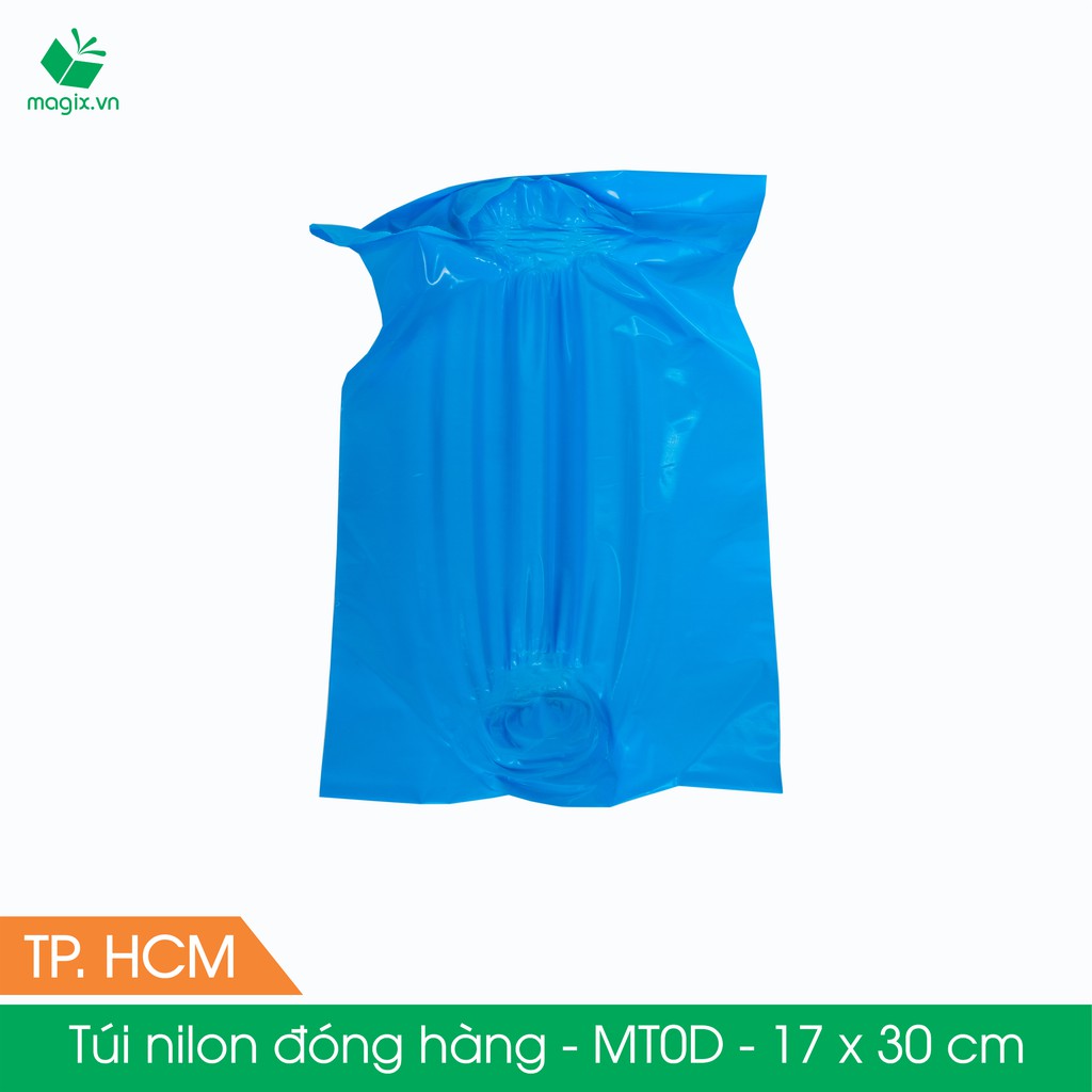 MT0D - 17x30 cm - Túi nilon gói hàng - 300 túi niêm phong đóng hàng màu xanh dương