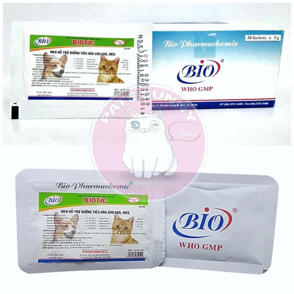 Bột BIOTIC 5G - BIO PHARMACHEMIE hỗ trợ tiêu hóa cho chó mèo gói 5g