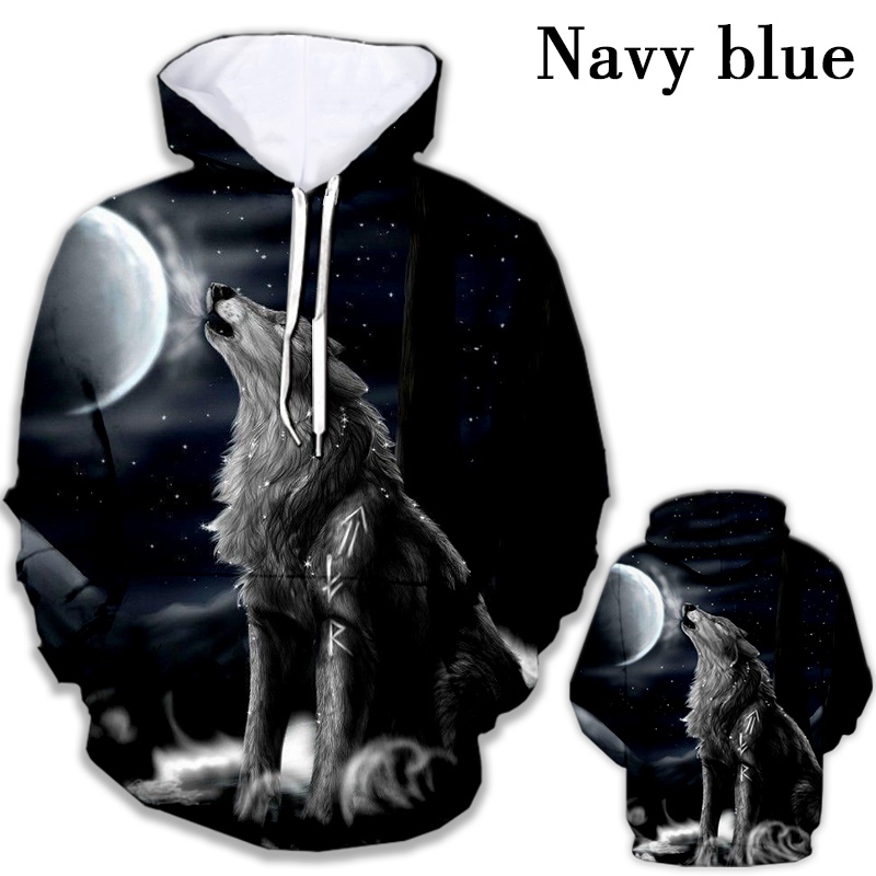 Áo Hoodie In Họa Tiết Chó Sói 3d Độc Đáo Cho Nam