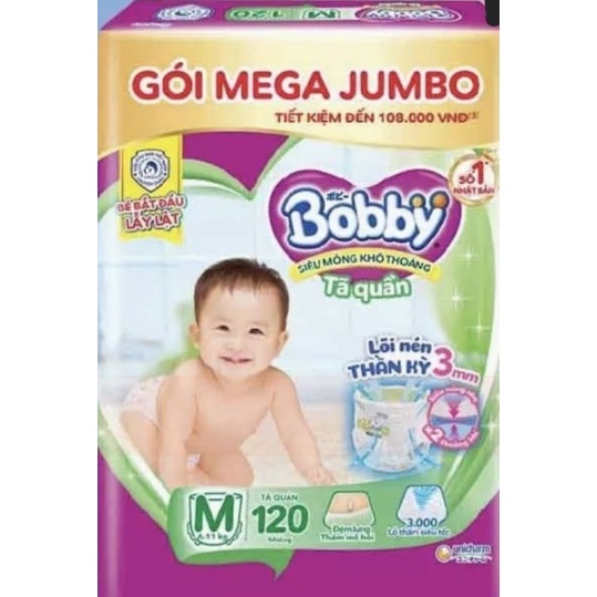 Tã quần Bobby M120 (120 miếng - không tặng)