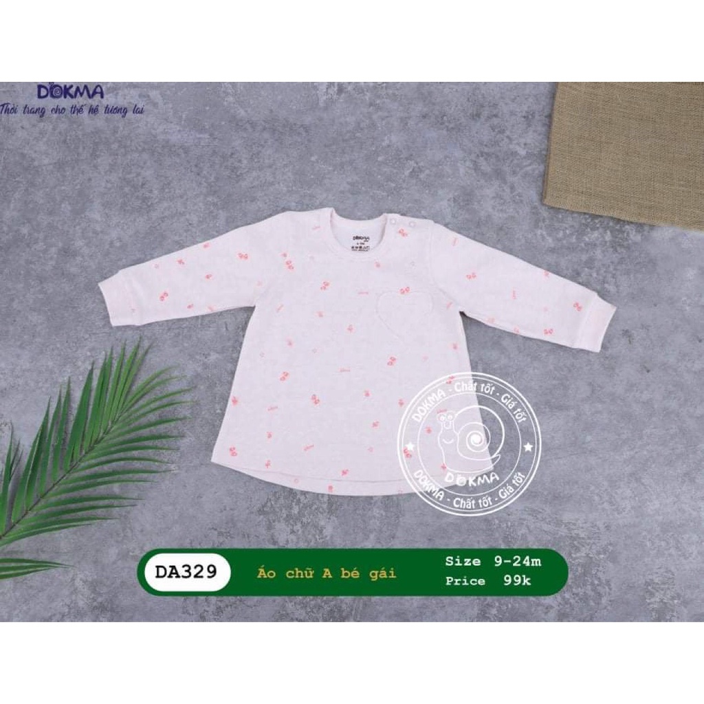 Áo thun dài tay thu đông vải cotton dày dặn cho bé trai bé gái Dokma sale size 6M-24M DMA329 Lamiha