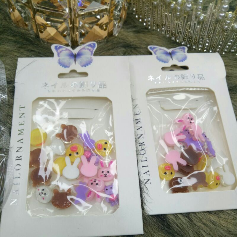 Set charm hoạt hình muông thú. làm móng