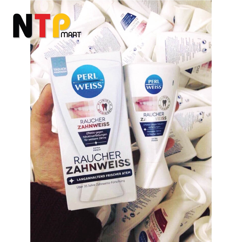 Kem đánh răng PERL WEISS RAUCHER ZAHNWEISS siêu trắng răng chai 50ml nhập khẩu Đức