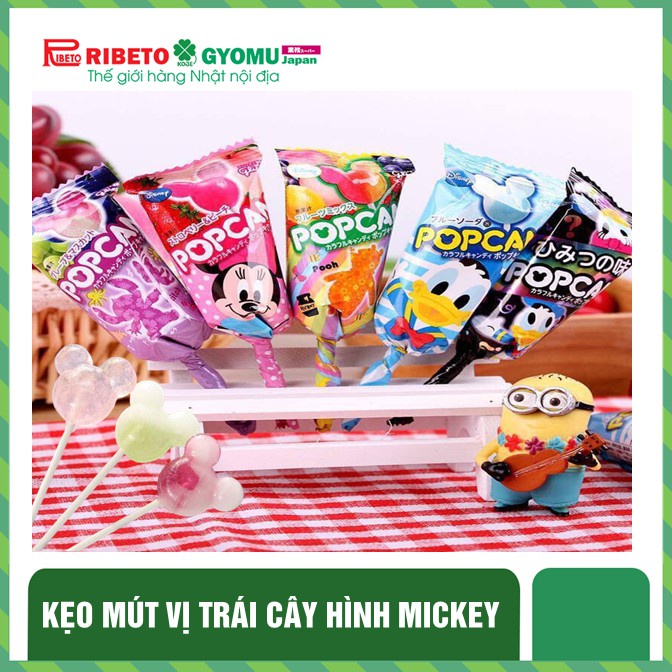 Kẹo mút vị trái cây hình Mickey- Glico Lollipop PopCan Mix