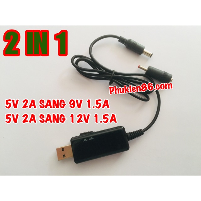 Cáp Chuyển Đổi Điện Áp Từ 5V Sang 9V 12V/ 5V 2A Sang 9V 1.5A 12V 1.5A cho modem mạng router wifi Thủ Dầu Một Bình Dương
