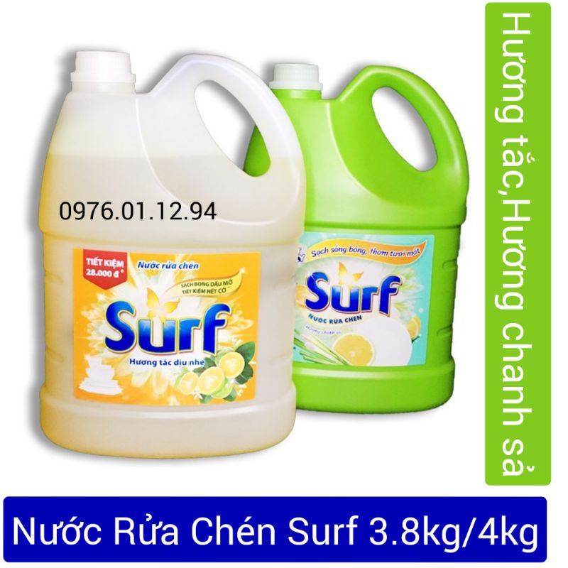 [Rẻ Nhất] Nước rửa chén Surf hương Tắc 4kg/Hương chanh sả 3.8kg.