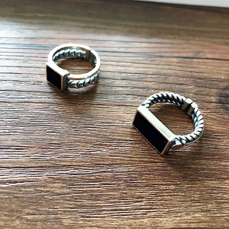 Nhẫn Hở Đính Đá Vuông Màu Vàng / Bạc Điều Chỉnh Được Phong Cách Hip Hop Thời Trang Cho Nữ