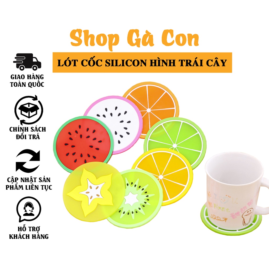 Miếng lót cốc - Đế lót ly nhựa dẻo họa tiết trái cây