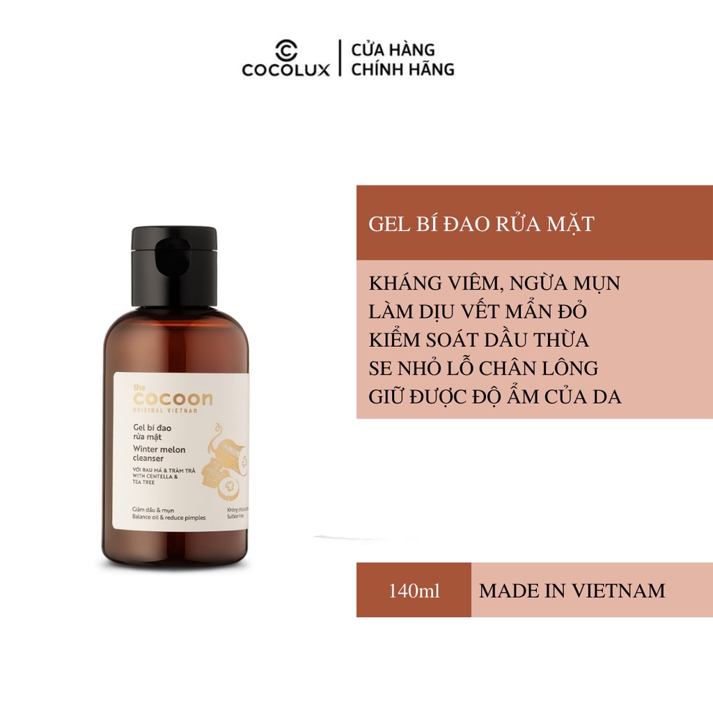 Gel Bí Đao Rửa Mặt Giảm Dầu Và Mụn Ẩn Cocoon 140ml