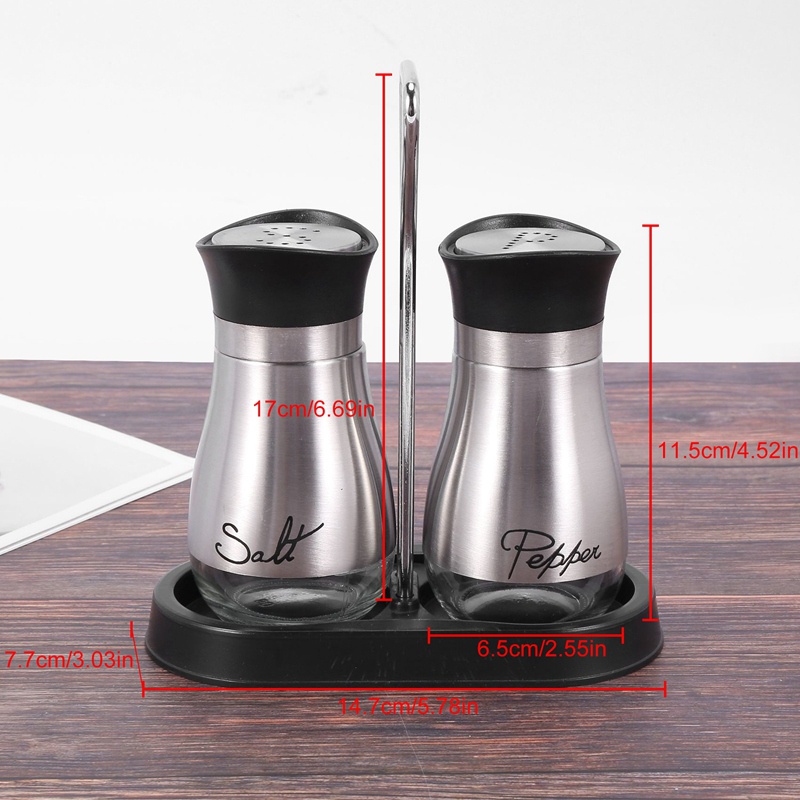 Bộ Bình Lắc Muối Tiêu Đáy Thủy Tinh 4 inch 4 inch x 6 inch x 2 inch 4 Oz Chất Lượng Cao