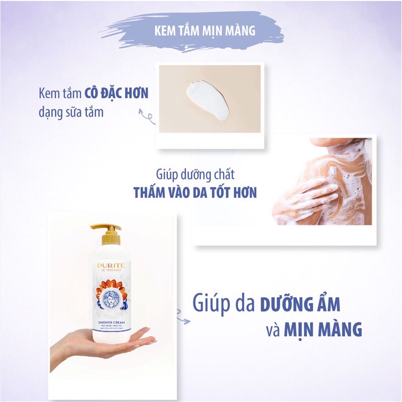 Kem Tắm Purite Dưỡng Da Mịn Màng Sáng Da Từ Hạnh Nhân & Chiết Xuất Việt Quất 830ml