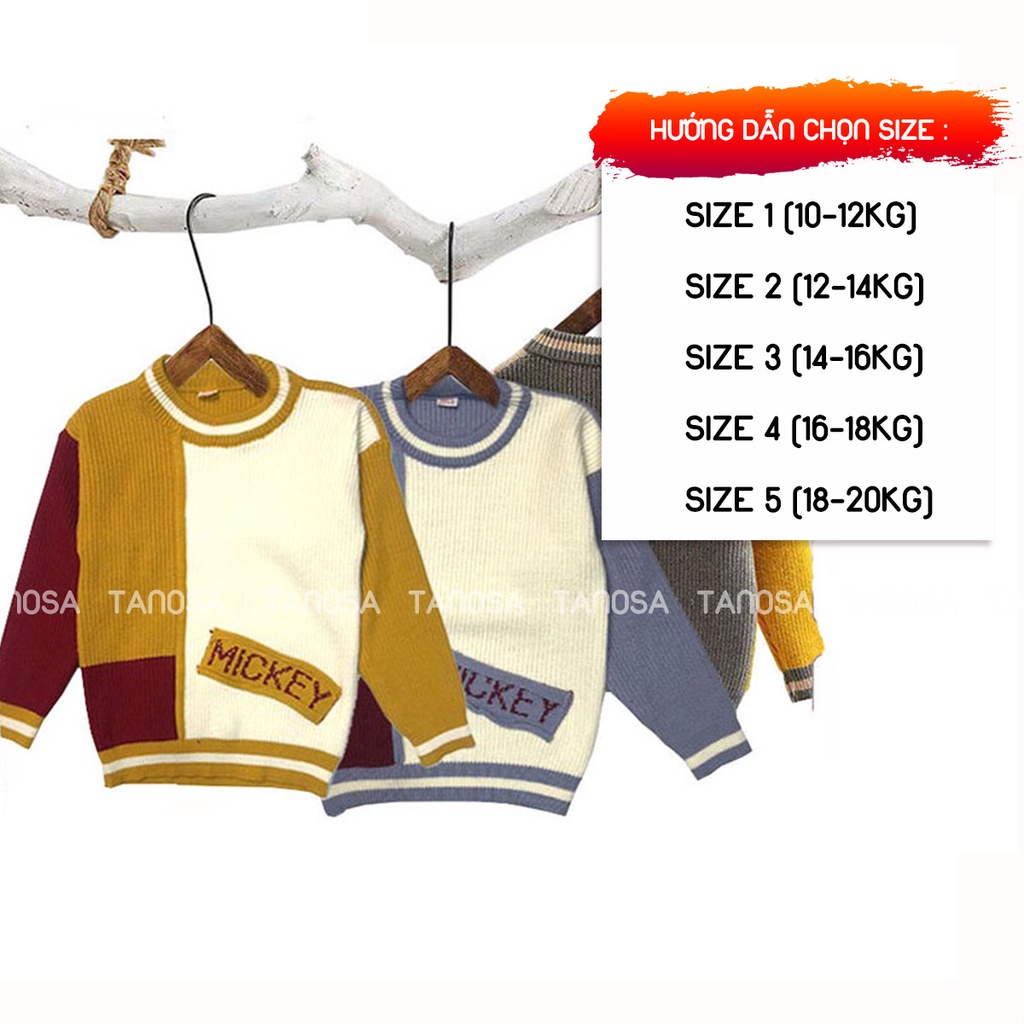 Áo len dài tay TANOSA thời trang trẻ em thu đông cho bé trai và gái 8-18kg